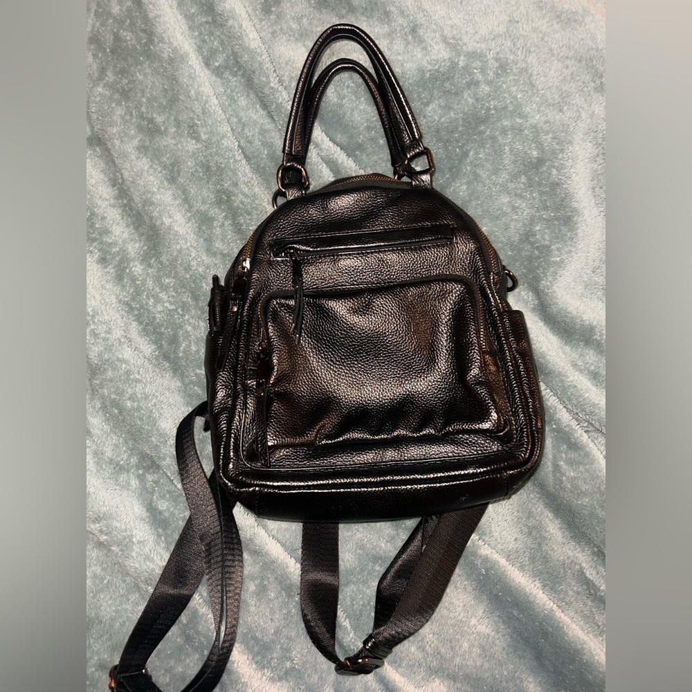 Black Leather Backpack